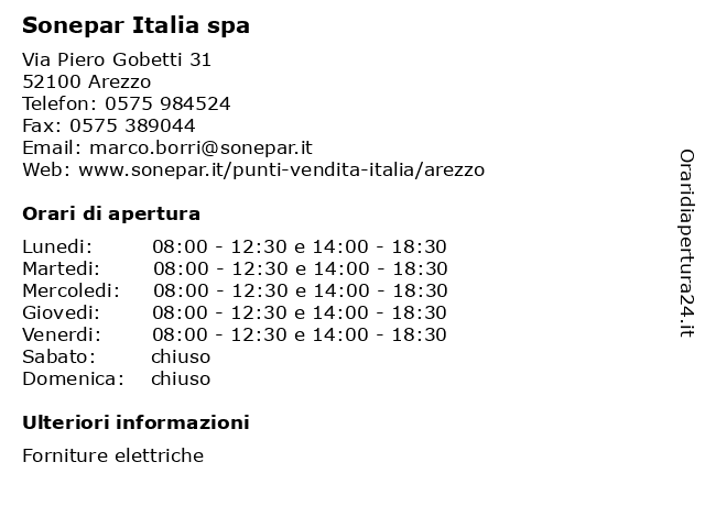 Orari di apertura Sonepar Italia spa Via Piero Gobetti